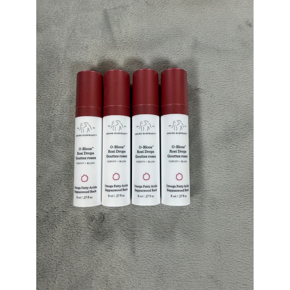 Lot Of 4- Drunk Elephant O-Bloos Rosi Drops 8ml/0.27 fl oz. Travel Size
